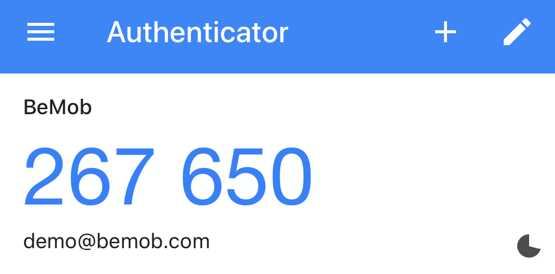 Google Authenticator app displaying a six-digit authentication code.