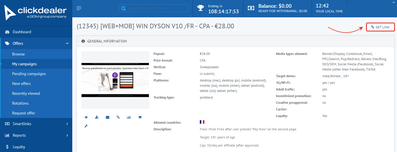 ClickDealer Settings | BeMob Help Center